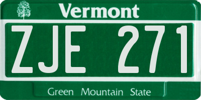 VT license plate ZJE271