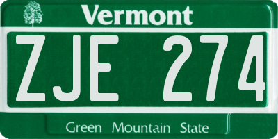 VT license plate ZJE274