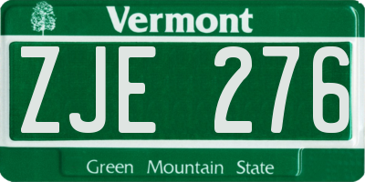 VT license plate ZJE276