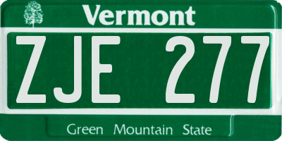VT license plate ZJE277