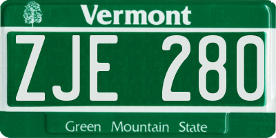 VT license plate ZJE280