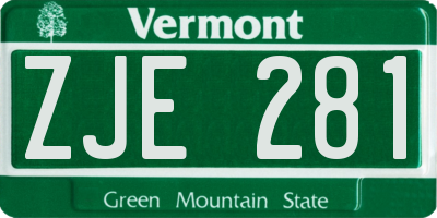 VT license plate ZJE281