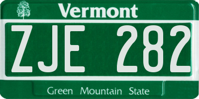 VT license plate ZJE282