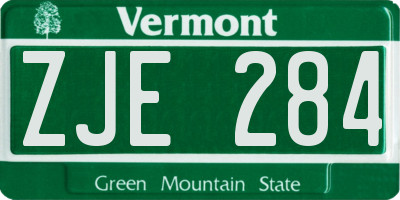 VT license plate ZJE284