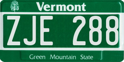 VT license plate ZJE288