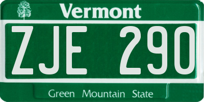 VT license plate ZJE290