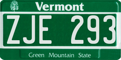 VT license plate ZJE293