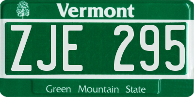 VT license plate ZJE295