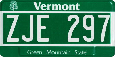 VT license plate ZJE297