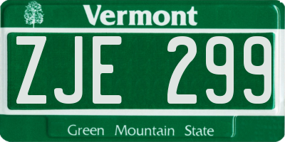VT license plate ZJE299