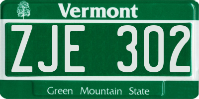 VT license plate ZJE302