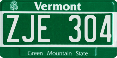 VT license plate ZJE304