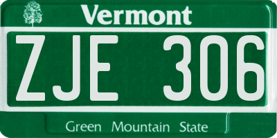VT license plate ZJE306