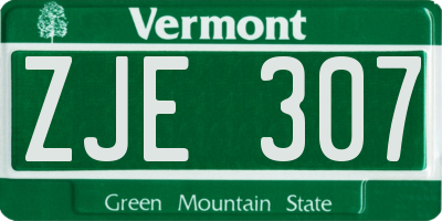 VT license plate ZJE307