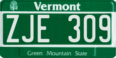 VT license plate ZJE309
