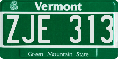 VT license plate ZJE313