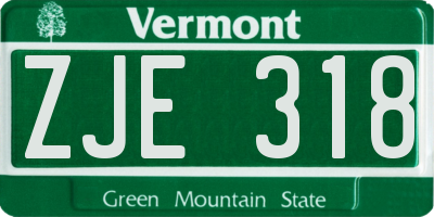VT license plate ZJE318