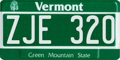 VT license plate ZJE320