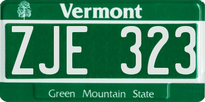 VT license plate ZJE323