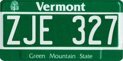 VT license plate ZJE327