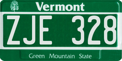 VT license plate ZJE328