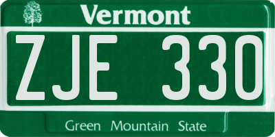 VT license plate ZJE330