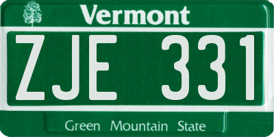VT license plate ZJE331