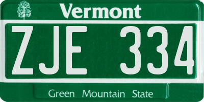 VT license plate ZJE334