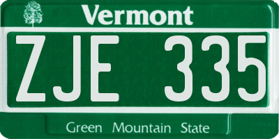 VT license plate ZJE335