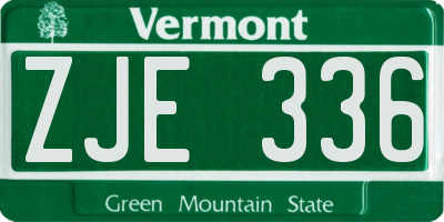 VT license plate ZJE336