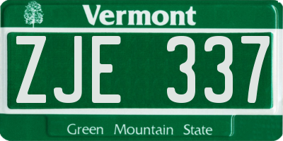 VT license plate ZJE337