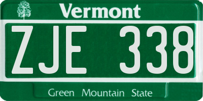 VT license plate ZJE338
