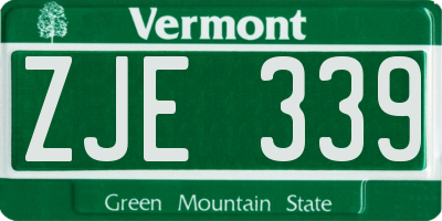 VT license plate ZJE339