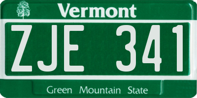 VT license plate ZJE341