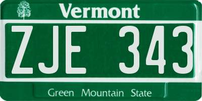 VT license plate ZJE343