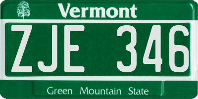 VT license plate ZJE346