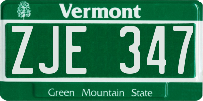 VT license plate ZJE347