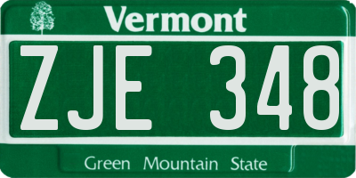 VT license plate ZJE348