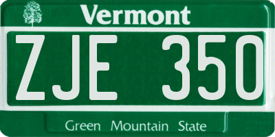 VT license plate ZJE350