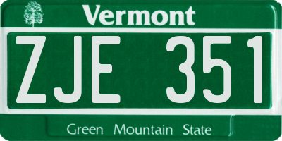VT license plate ZJE351
