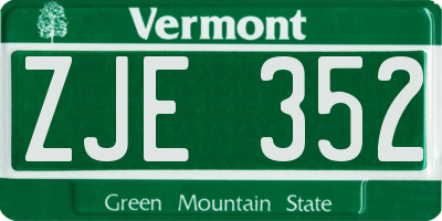 VT license plate ZJE352