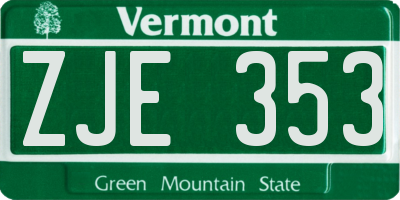VT license plate ZJE353