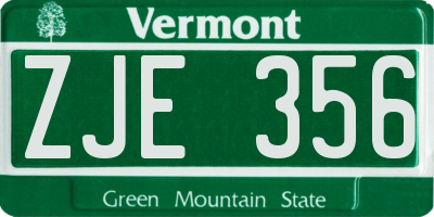 VT license plate ZJE356