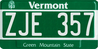 VT license plate ZJE357