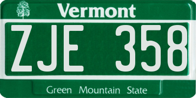 VT license plate ZJE358