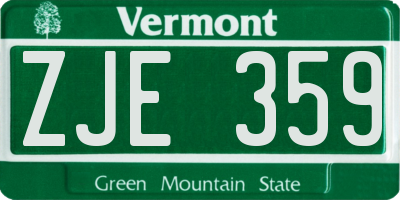 VT license plate ZJE359