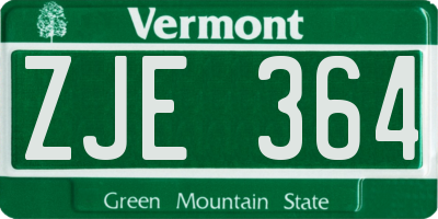 VT license plate ZJE364