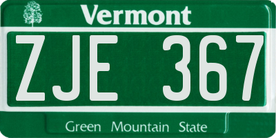 VT license plate ZJE367