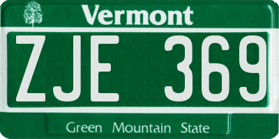 VT license plate ZJE369