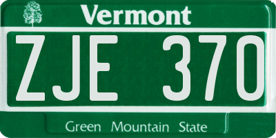 VT license plate ZJE370